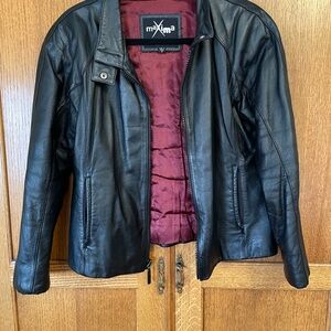 Maxima Black Leather Jacket for Women. Small